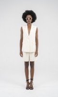 SIXDO Beige Stripe Linen Waistcoat